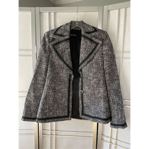ESCADA Wool blend  Blazer Womens Shoulder Pads Tailored Jacket Office Classic si - Picture 1 of 11